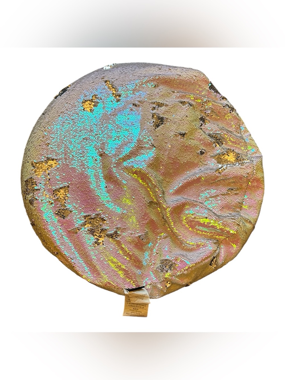 Iridescent Sequin Round floor beanbag  - Pink, Aqua & Gold